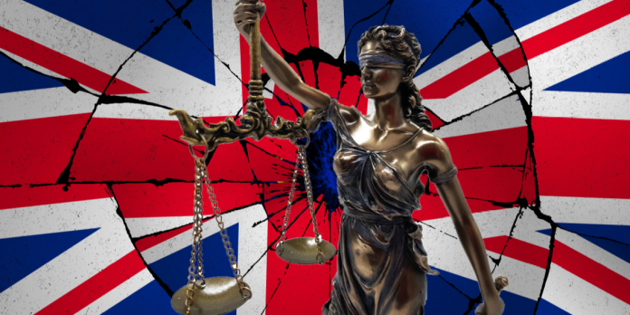 Är rättvisan i Storbritannien verkligen rättvis? Bildmontage: Frihetsnytt. Bilder: Envato